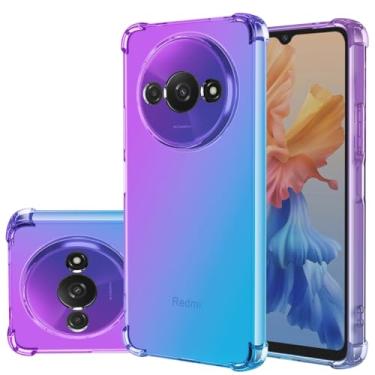 Imagem de Gufuwo Capa para Redmi A3, Capa Poco C61/Redmi A3X Capa fofa para meninas e mulheres, capa protetora de TPU macio antiarranhões gradiente à prova de choque para Xiaomi Redmi A3 roxo/azul