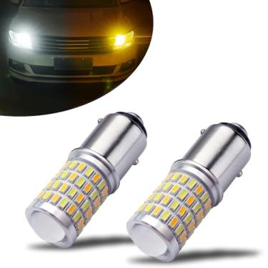 Imagem de iBrightstar Lâmpadas LED Switchback Super Bright 1157 2057 2357 7528 BAY15D P21/5W com substituição de projetor para luzes de corrida diurna/DRL e luzes de sinal, branco/âmbar
