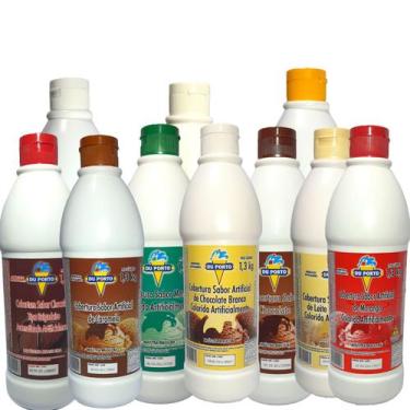Imagem de Cobertura Para Sorvetes Sobremesas Kit 3 Potes Grandes Vários Sabores 