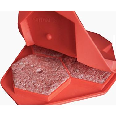 Imagem de Prensa de hambúrguer 4 em 1 Burger Master MAX da Shape+Store. Faz quatro hambúrgueres de 1/3 a 1/2 libras, fácil de limpar e pode ser lavada na lava-louças