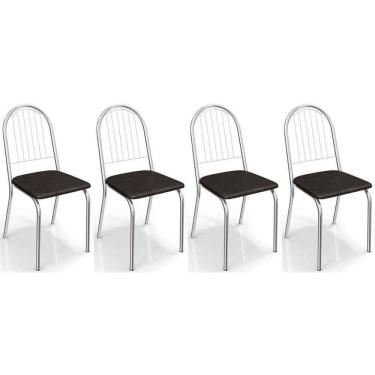 Imagem de Cadeira De Cozinha Noruega 2c077 Kit 4 Un Cromada Preto 110