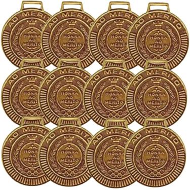 Imagem de Kit com 36 Medalhas Rema Honra Ao Mérito 50mm Com Fita Cor Bronze