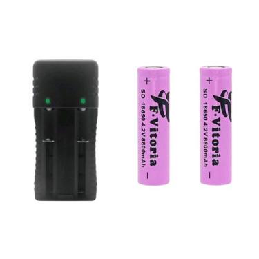 Imagem de Kit Carregador Duplo 2 Slot Mais 2 Bateria 18650, 14500 Bateria 26650,