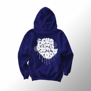 Imagem de Moletom Canguru Deus é Bom - Lobo Sete, G, Azul royal