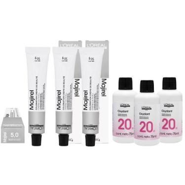 Imagem de Loreal Kit 3 Coloração Majirel 5.0 Castanho Claro Profundo 50g + 3 Águ