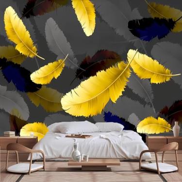 Imagem de Lcythiazole Papel de parede de penas de tamanho personalizável - papel de parede artístico, mural de papel de parede 3D, murais de papel de parede descascados e colados, para quarto e sala de jantar