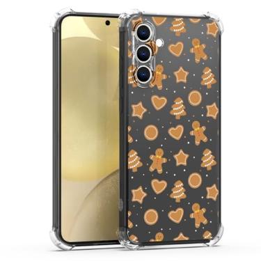 Imagem de HixYaxi Capa transparente para Samsung Galaxy S24 Cute Girly Gingerbread Man Christmas Case for Kids Soft TPU Cornors Bumper Shockproof Anti-Scratch Capa protetora para Galaxy S24 - Homem de gengibre