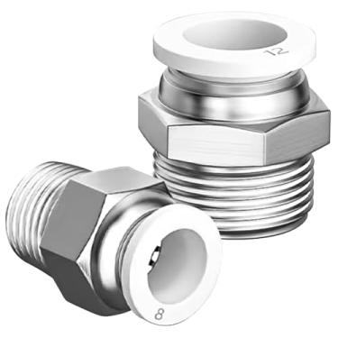 Imagem de NANLACH Acessórios de conexão pneumática branca Push Connect 1/10.2 cm OD x 1/10.2 cm NPT Ferramentas de conexão de pressão de ar Acessórios de mangueira pneumática (pacote com 5)