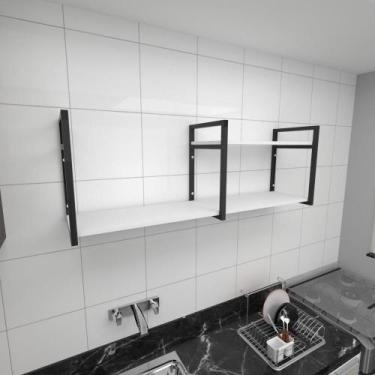 Imagem de Prateleira industrial para cozinha aço cor preto prateleiras 30cm cor 