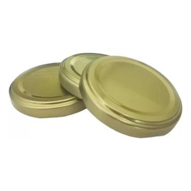 Imagem de 20 Unidades Tampas de Aluminio Para Vidro De Conserva Dourada - 74mm -