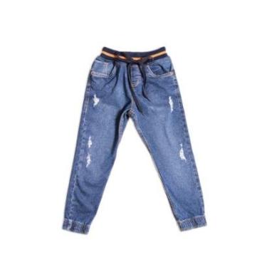 Imagem de Calça Jeans Infantil Menino de Sarja Jogger e cós Ribana-Masculino