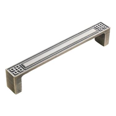 Imagem de Maçanetas de porta de armazenamento de armário, maçanetas de gaveta de banheiro retrô antigas, maçanetas de armário, maçanetas de latão para portas de armários, 6078, 128 mm verde