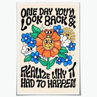 Imagem de Arte de parede motivacional abstrata na moda inspiradora crescimento afirmação pôsteres Why It Had To Happen Citação moderna saúde mental positiva decoração de parede para escritório dormitório 30 x