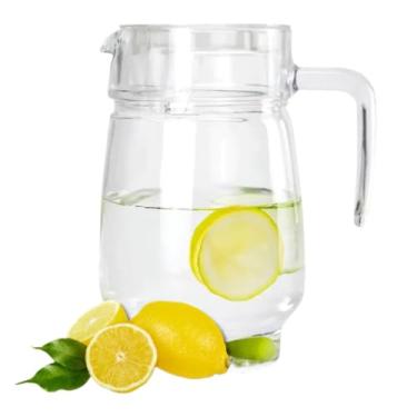 Imagem de Jarra De Vidro Com Tampa Suco Água Refresco 1 Litro + 06 Copos De Vidro 200ml(Jarra 1,8 Litros)