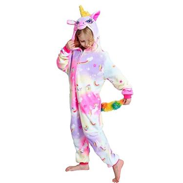 Imagem de Pijama infantil unissex de unicórnio para Halloween, Cavalo voador nuvem arco-íris, 6-8 Anos