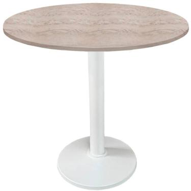 Imagem de Mesa Zeta Ferro Branco 75 cm (Alt) Disco Redondo Tampo MDP Redondo 80 cm Larg x 2,5 cm Alt Castanheira