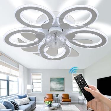 Imagem de YPQXYHDA Ventiladores Fandelie De Perfil Baixo E Controle Remoto, Embutidos, Com 6 Velocidades De Vento, Luz Led Inteligente Sem Lâminas De 3000-6500K Para Quarto E Sala De Estar - Branco