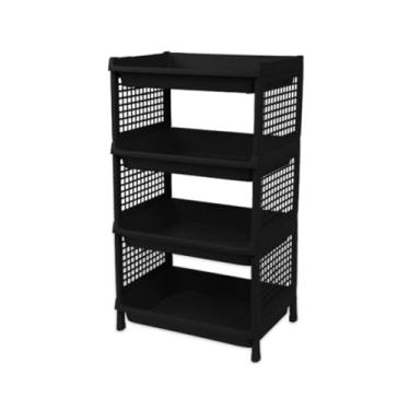 Imagem de Estante com 5 Prateleiras Organizadora de Plástico Modular Multiuso para Cozinha Quarto Escritório(4 andares)