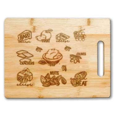 Imagem de Tábua de corte de vinho e queijo - tábua de corte gravada - tábua de cortar queijo para cozinha doméstica - tábua de cortar para o Natal - aniversário - dia das mães dos netos