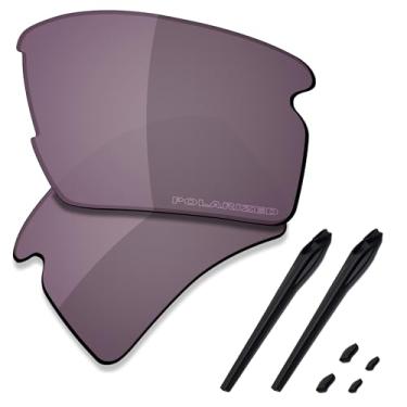 Imagem de SAUCER Lentes de reposição premium e kits de borracha para óculos de sol Oakley Flak 2.0 XL OO9188, Escudo cinza preto polarizado, One Size