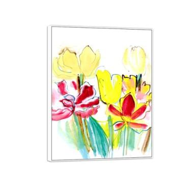 Imagem de MUHJDYC Pôster de arte de parede de flores - reprodução de impressões em tela famosa - quadro branco para decoração de sala de estar (flores 4) 20x25cm-8x10in