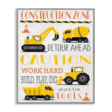 Imagem de Stupell Industries Construction Zone Ahead arte giclée emoldurada cinza, design por Elizabeth Tyndall, 61 x 76 cm