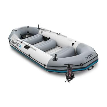 Imagem de INTEX Conjunto de barcos infláveis 68376EP Mariner 4: inclui remos de barco deluxe de 137 cm e bomba de alto rendimento – quilha resistente ao desgaste – suportes removíveis para vara de pesca – 4