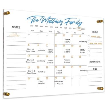 Imagem de Calendário de acrílico transparente, apagável a seco, 61 cm x 40 cm, quadro branco reutilizável para escritório, casa, quadro branco reutilizável (YL-4060)