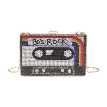 Imagem de Bolsa tiracolo Renabro Retro em forma de rádio com strass para mulhere