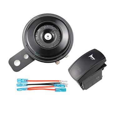 Imagem de ANP PUAUTO Interruptor De Botão Pressão Com Luz Led Azul Liga/Desliga, 5 Pinos, 20A/12V, 10A/24V, Buzina Universal E Kit Basculante, Alto-Falante Redondo À Prova D'Água, 12V, 1,5A, 105Db Para Motoci