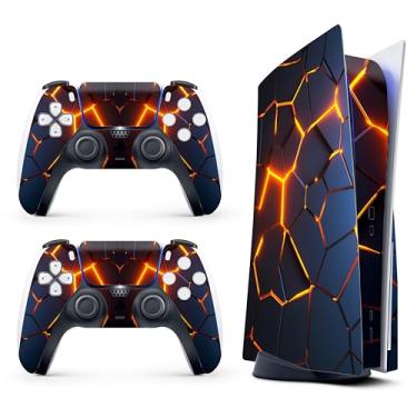 Imagem de Adesivo Skin para Game Console 5 Cover - Lava, compatível com edição de disco e edição digital (não Slim Ver) - 2 capas de controle e capa de console - sem bolhas, proteção total, removível
