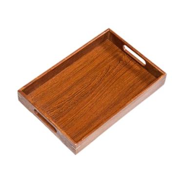 Imagem de Ｂｅｓｇａ Bandeja de madeira para servir chá e bebidas, organizador de, porta-copos, bandeja para café da manhã e jantar, para eventos de cozinha de, 33 Cm X 22 Cm X 5 Cm