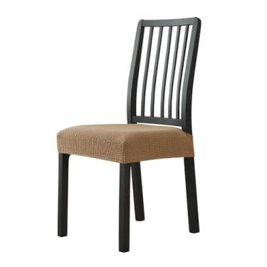 Imagem de Almofada de spandex jacquard para sala de jantar, capa de assento para cadeira sólida sem encosto, protetor de móveis, café claro, 1 peça