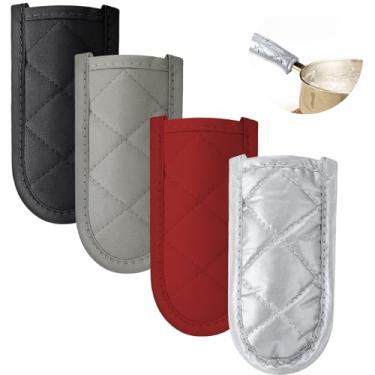 Imagem de Patelai 4 peças de capas de alça de panela resistentes ao calor, suportes de alça quente, capas antiderrapantes para frigideiras de ferro fundido para utensílios de cozinha doméstica (estilos
