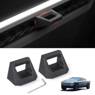 Imagem de CNSPEED Gancho de trilho de cama compatível com Tesla Cybertruck 2025 2024 2023, gancho de liga em L estilo OEM resistente para acessórios Cybertruck (2 ganchos peças)