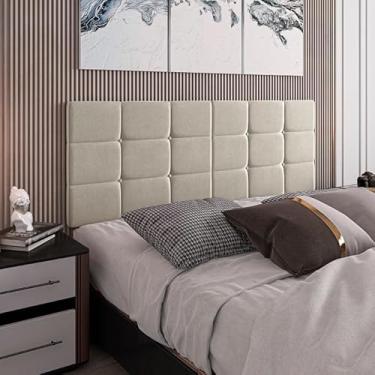 Imagem de Cabeceira Cama Estofada Bia Casal Box Queen 1,60 m Painel Quarto (Palha)