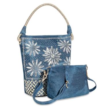 Imagem de QTKJ Bolsa jeans, bolsa de ombro macia, bolsa de mão para mulheres, férias, viagens, combinação diária (estilo 429)