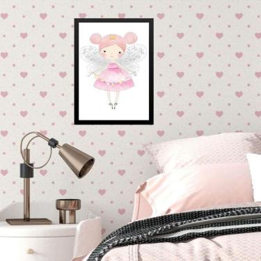 Imagem de Quadro Infantil Menina Fadinha Princesa 45X34Cm - Com Vidro