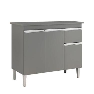 Imagem de Multiuso Gabinete Balcão Tatiane 100cm 3 Portas e 1 Gaveta S/Tampo Cin