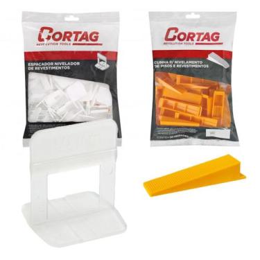 Imagem de Espaçador Nivelador Porcelanato 500 Un + 100 Cunhas Cortag, 1,5mm