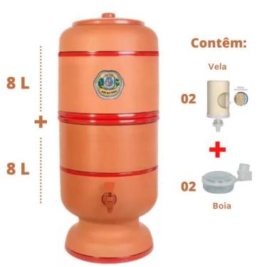 Imagem de Filtro de Barro para água - 8 Litros com 2 Velas e 1 Boias