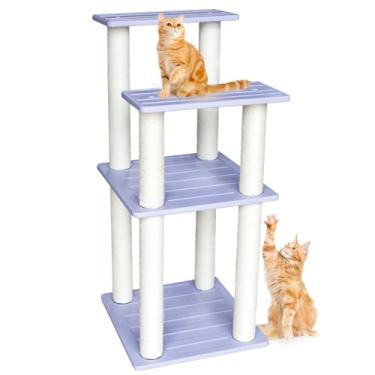 Imagem de MAOHEGOU Torre para gatos ao ar livre de 153 cm, árvore grande de vários níveis para gatos com corda de polipropileno grande para arranhões para gatos internos e externos