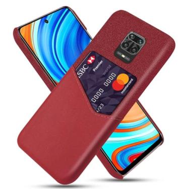 Imagem de Capa para Xiaomi Redmi Note 9 PRO,Tela e tampa de couro PU,Antideslizante,360°cobertura completa à prova de choque com 1 slot de cartão atrás,Prevenção de queda-Red
