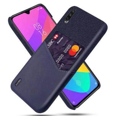 Imagem de Capa para Xiaomi Mi A3,Tela e tampa de couro PU,Antideslizante,360°cobertura completa à prova de choque com 1 slot de cartão atrás,Prevenção de queda-Blue