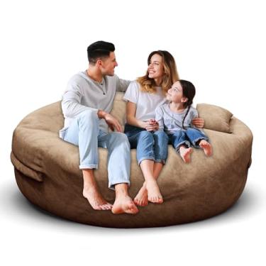 Imagem de Cadeira de pufe para adultos de 1,8 m, poltrona macia para quarto de adolescentes e meninas, bolsa de feijão redonda confortável e fofa para crianças removíveis, capa de sofá para cadeira de leitura