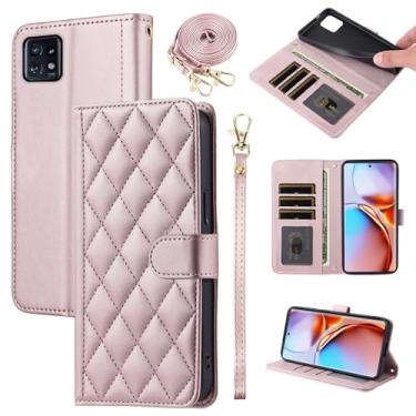 Imagem de Furiet Argyle Capa carteira para Motorola Edge+ Plus 2023/Edge 40 Pro 5G/Moto X40 com alça de pulso e compartimentos para cartões, bolsa fólio, capa de celular com suporte de couro PU de luxo para X +