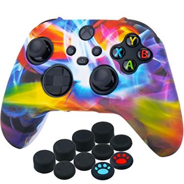 Imagem de YoRHa Capa de silicone espessa Transer Printing para controle Xbox Series X/S x 1 (fluxo colorido) com alças de polegar x 10
