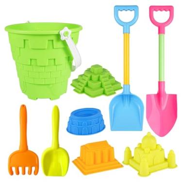 Imagem de Generic 9x Castelo de Areia Brinquedos de Praia para Crianças Brinquedos de Caixa de Areia Ao Ar Livre Acessórios de Praia Kit de Ferramentas de Pá de Praia P, Verde
