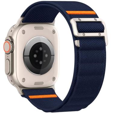 Imagem de Pulseira esportiva compatível com Apple Watch Ultra 2 de 49 mm, 46 mm, 45 mm, 44 mm, 42 mm, 41 mm, 40 mm e 38 mm, masculina, pulseira de nylon elástico com gancho G para iWatch séries Ultra 10, SE 9