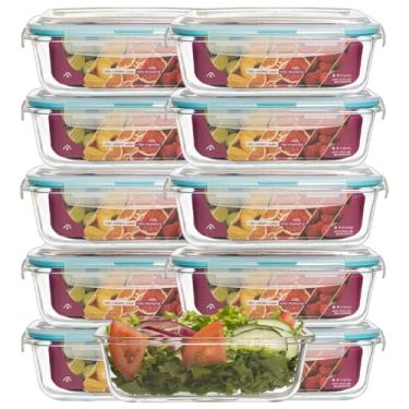 Imagem de KIT 10 Potes de Vidro Retangular com Tampa Hermética 640ml (Azul)